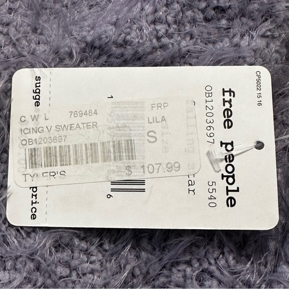 Free People NWT Icing V Pullover Boucle Knit Fuzzy Detail Falling Star Sweater S - Picture 10 of 10